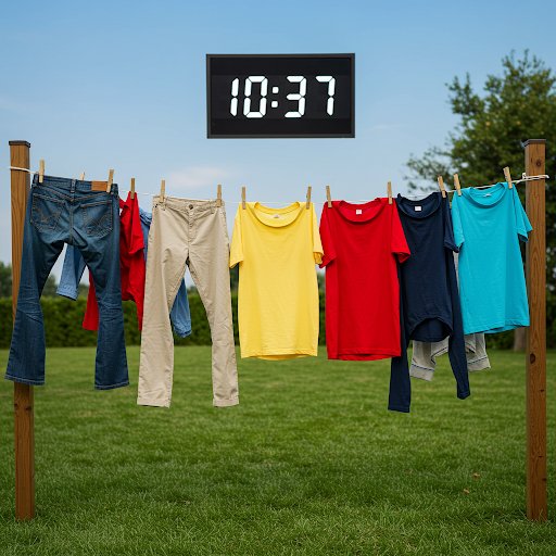 Image of clothlines with a clock